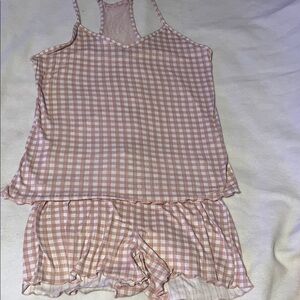 Tahari Women's Pink Shorts Gingham Sleepwear Set